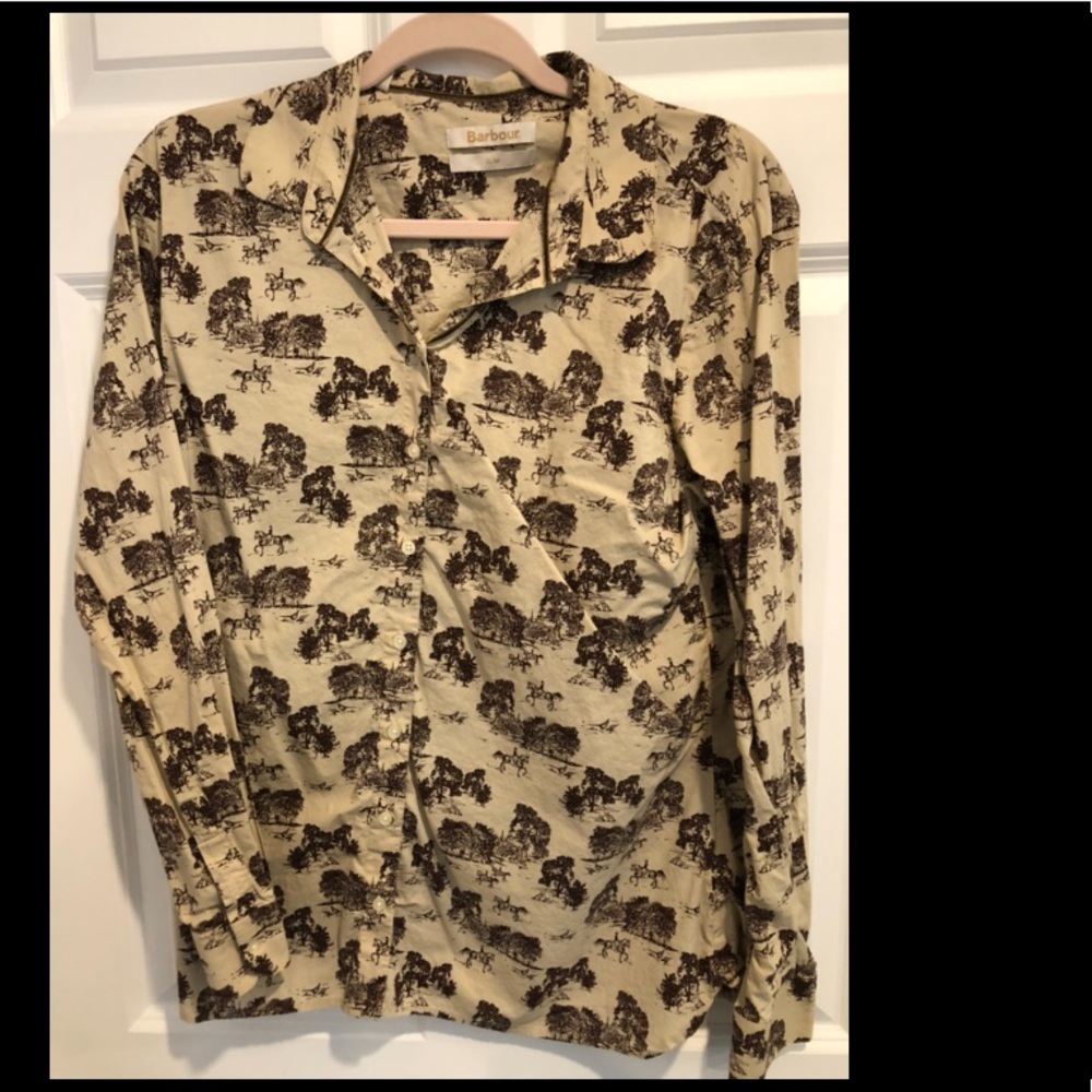 Equestrian Patterned Barbour Button Down Shirt